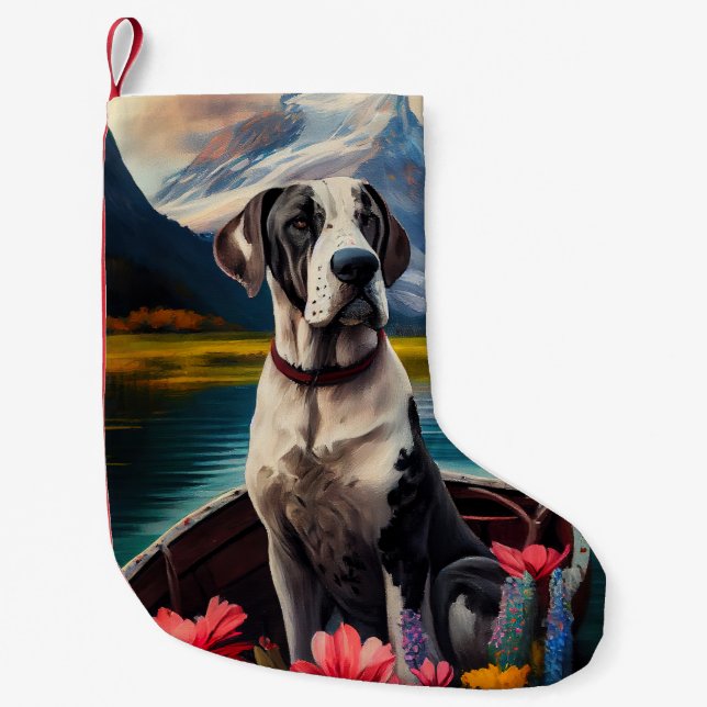 Great Dane on a Paddle: Ein Landschaftliches Abent Kleiner Weihnachtsstrumpf (Vorderseite)