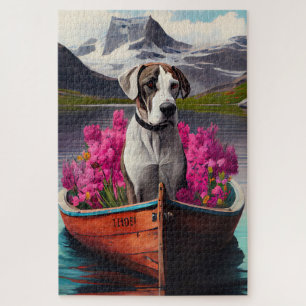 Great Dane on a Paddle: Ein Landschaftliches Abent Puzzle