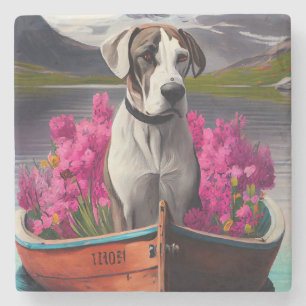 Great Dane on a Paddle: Ein Landschaftliches Abent Steinuntersetzer