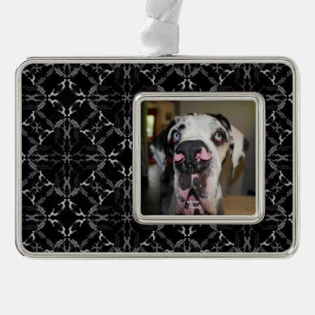 Great Dane Ornament Rahmen-Ornament Silber (Vorderseite)