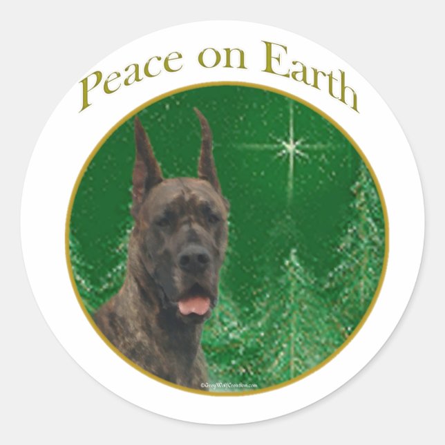 Great Dane Peace Runder Aufkleber (Vorderseite)