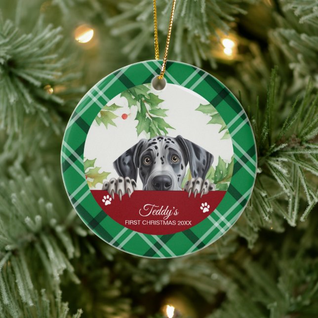 Great Dane Personalisiert First Christmas Keramik Ornament (Baum)