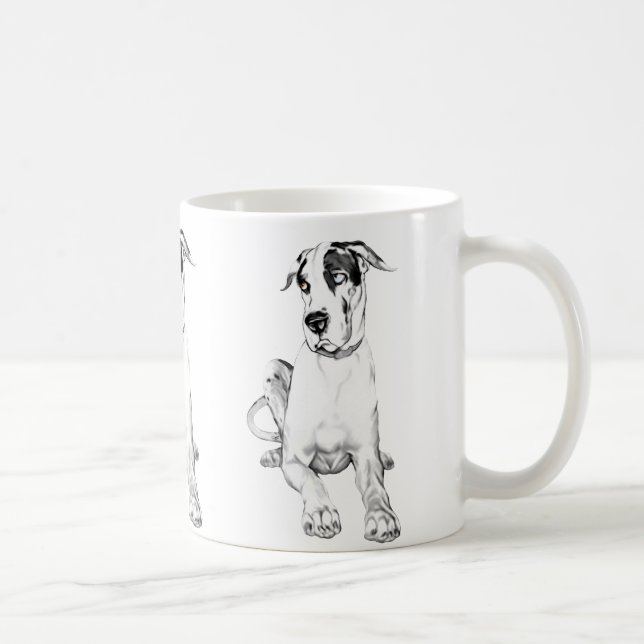Great Dane Pouting Harlequin Kaffeetasse (Rechts)