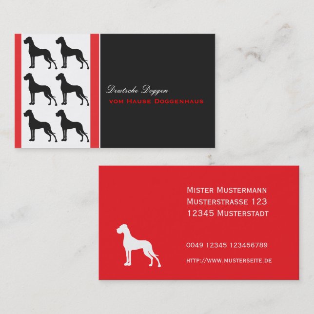 Great Dane Professional good to read Business Card Visitenkarte (Vorne/Hinten)