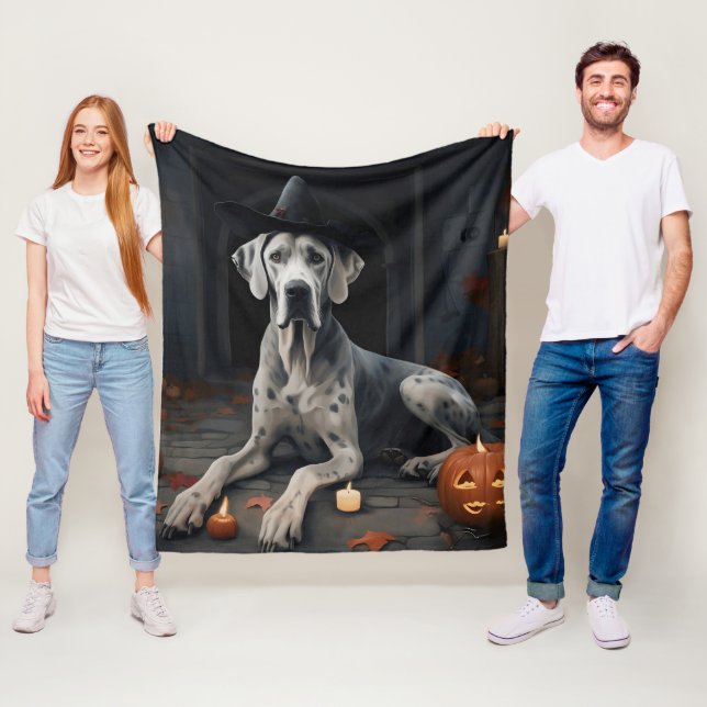 Great Dane Pumpkins Halloween Beängstigend Gedreht Fleecedecke (Beispiel)