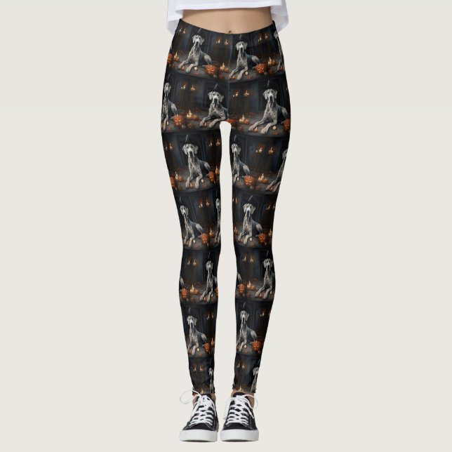 Great Dane Pumpkins Halloween Beängstigend Gedreht Leggings (Vorderseite)