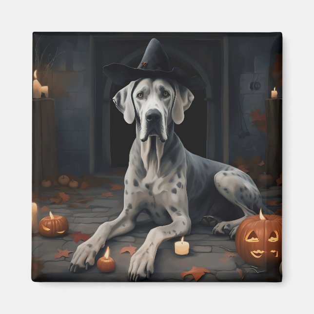 Great Dane Pumpkins Halloween Beängstigend Gedreht Magnet (Vorne)