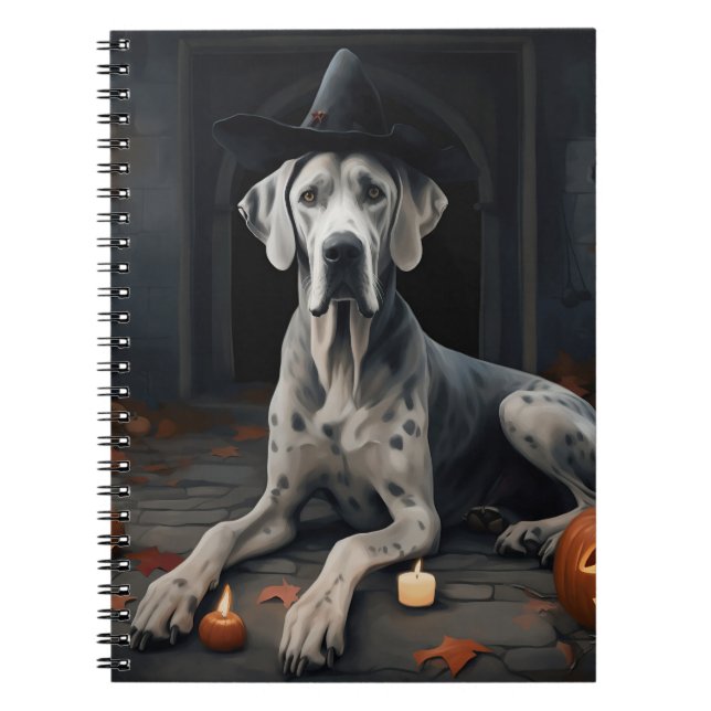 Great Dane Pumpkins Halloween Beängstigend Gedreht Notizblock (Vorderseite)