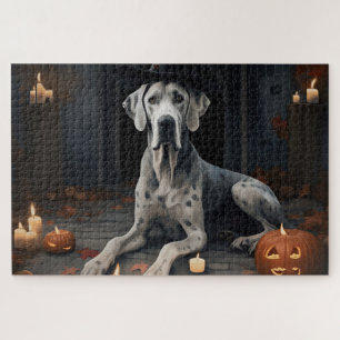 Great Dane Pumpkins Halloween Beängstigend Gedreht Puzzle
