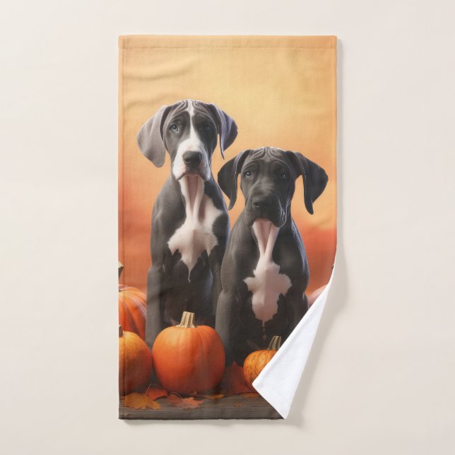 Great Dane Puppy Autumn Delight Pumpen Badhandtuch Set (Handtuch)