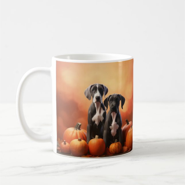 Great Dane Puppy Autumn Delight Pumpen Kaffeetasse (Links)