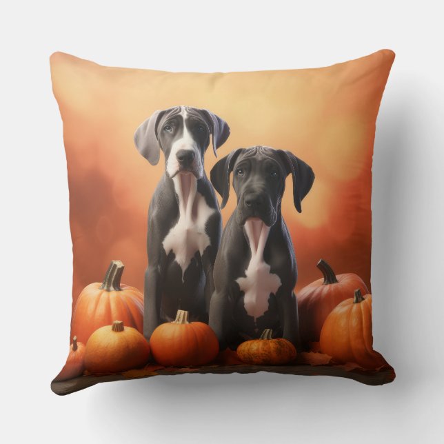 Great Dane Puppy Autumn Delight Pumpen Kissen (Rückseite)