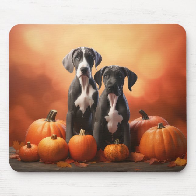 Great Dane Puppy Autumn Delight Pumpen Mousepad (Vorne)