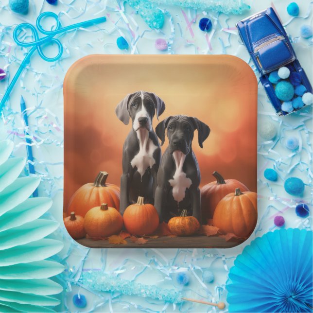 Great Dane Puppy Autumn Delight Pumpen Pappteller (Party)