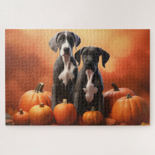Great Dane Puppy Autumn Delight Pumpen Puzzle