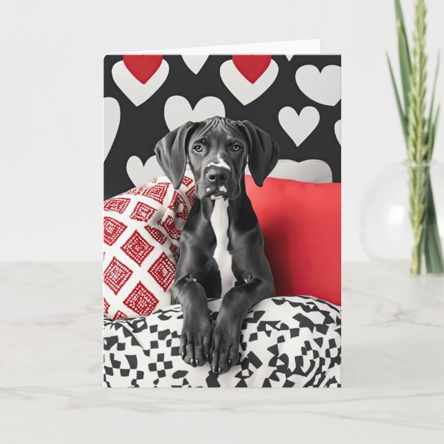 Great Dane Puppy Valentine Card Dankeskarte (Vorderseite)