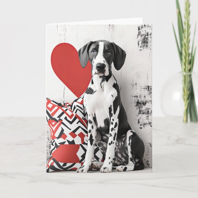 Great Dane Puppy Valentine Card Dankeskarte (Vorderseite)