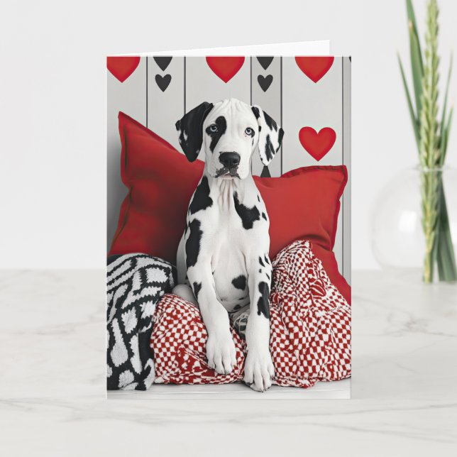 Great Dane Puppy Valentine Card Dankeskarte (Vorderseite)