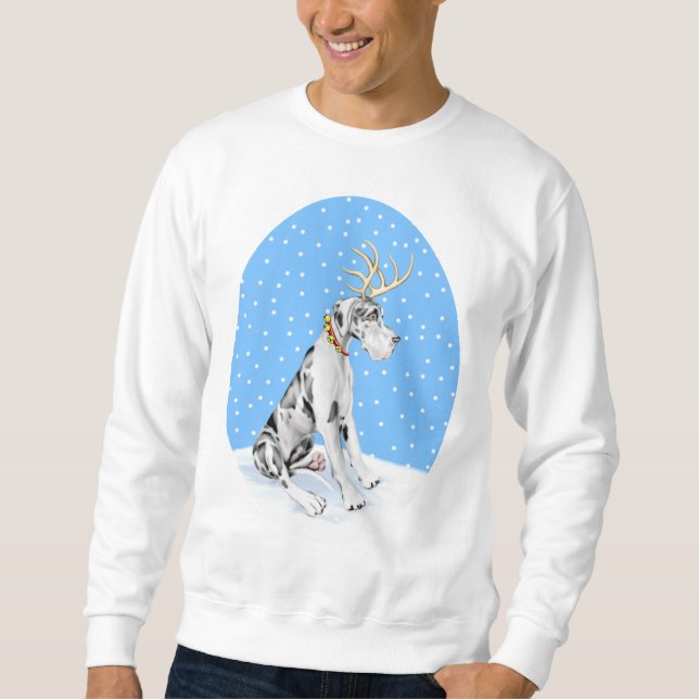 Great Dane Reindeer Christmas Harlequin UC Sweatshirt (Vorderseite)