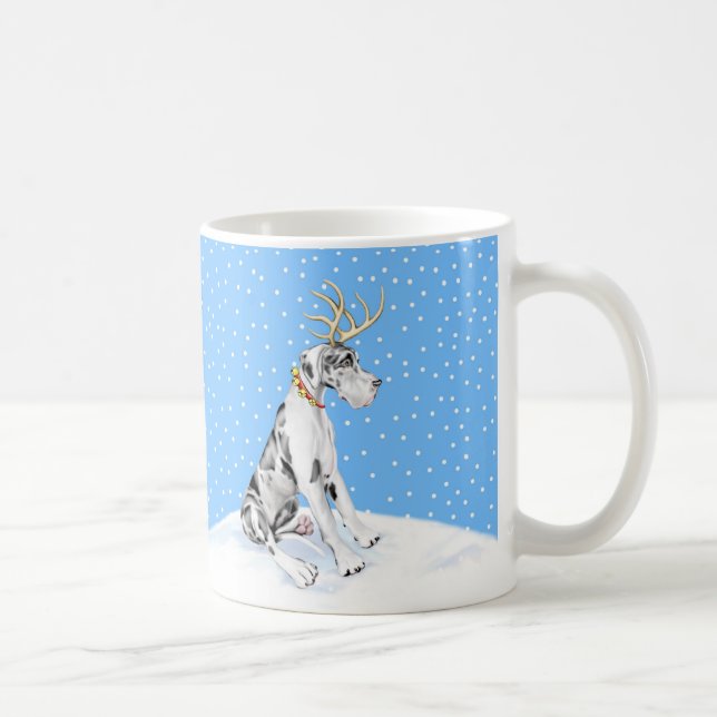 Great Dane Reindeer Christmas Harlequin UC Tasse (Rechts)