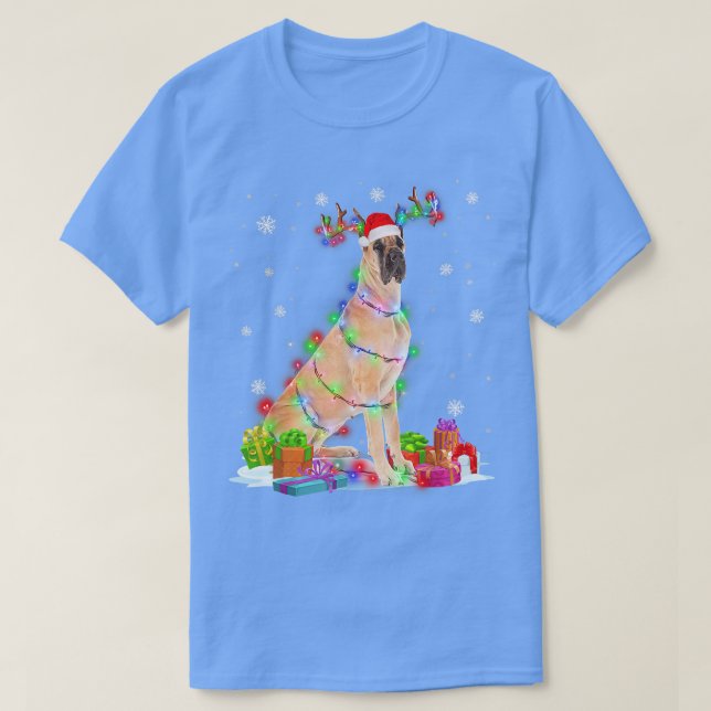 Great Dane Rentier Weihnachtslicht Funny Dog Xma T-Shirt (Design vorne)