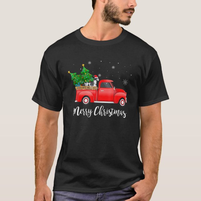 Great Dane Rides Red Truck Weihnachten Pajama Truc T-Shirt (Vorderseite)