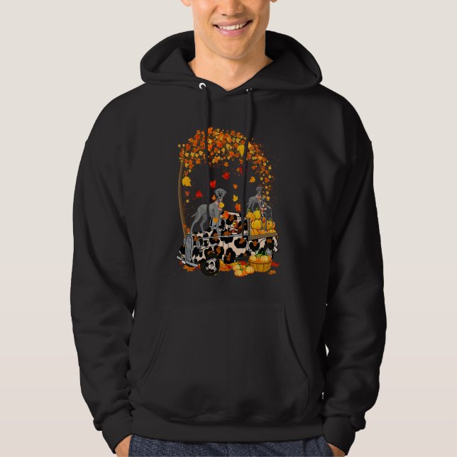 Great Dane Riding Leopard Truck Pumpkin Thanksgivi Hoodie (Vorderseite)