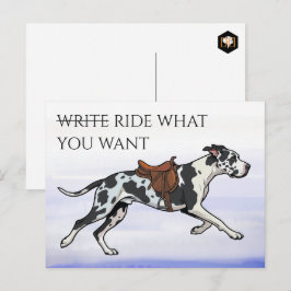 Great Dane Schreiben oder Reiten Postkarte