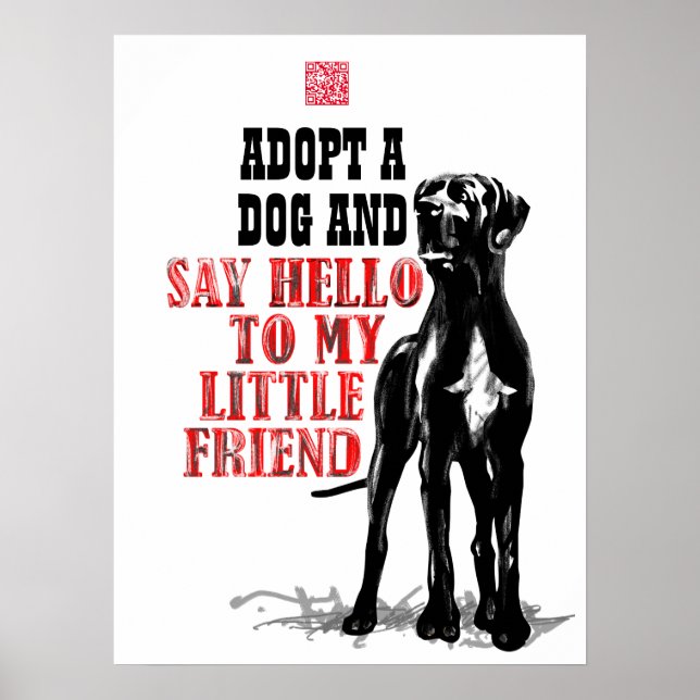 Great Dane-Schutzposter mit QR-Code für Spenden Poster (Vorne)