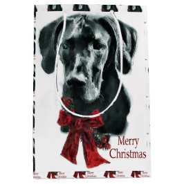 Great Dane (Schwarz) Weihnachten Mittlere Geschenktüte