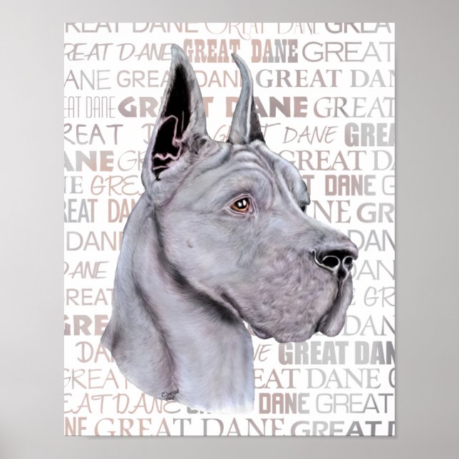 Great Dane Show Colors Blue Poster (Vorne)
