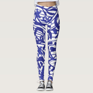 Great Dane Silhouette Blue Pattern Leggings