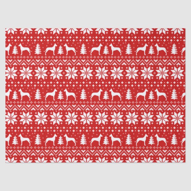 Great Dane Silhouetten Weihnachtsmuster Seidenpapier (Vorderseite)
