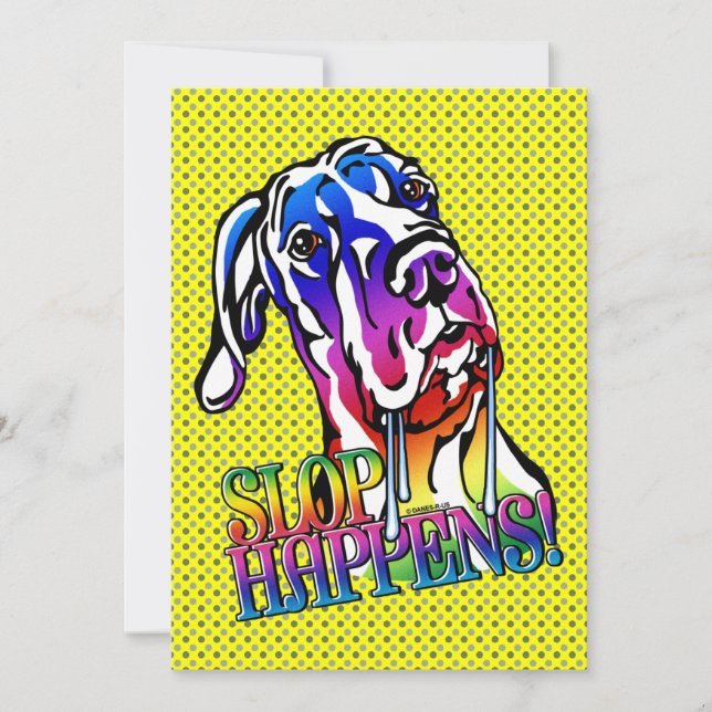 Great Dane Slop Happens Bright UC Einladung (Vorderseite)