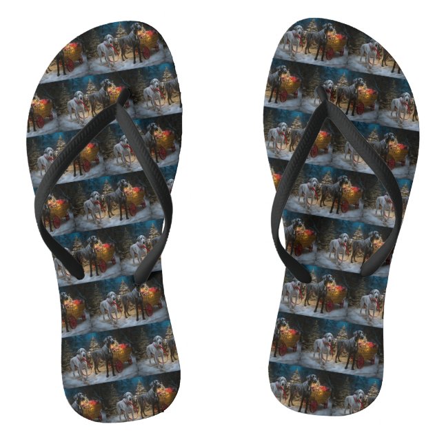 Great Dane Snowy Sleigh Weihnachtsdekor Flip Flops (Fußbett)