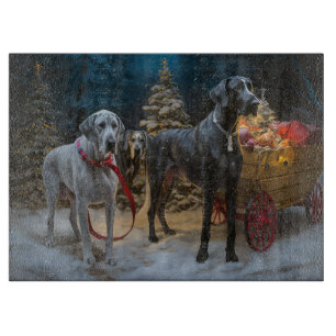 Great Dane Snowy Sleigh Weihnachtsdekor Schneidebrett