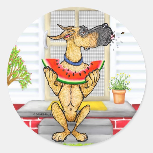 Great Dane SPIT Fawn Runder Aufkleber (Vorderseite)