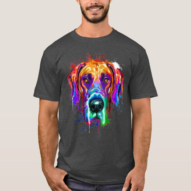 Great Dane Splash Art Dane Shirts Große Däne (Vorderseite)