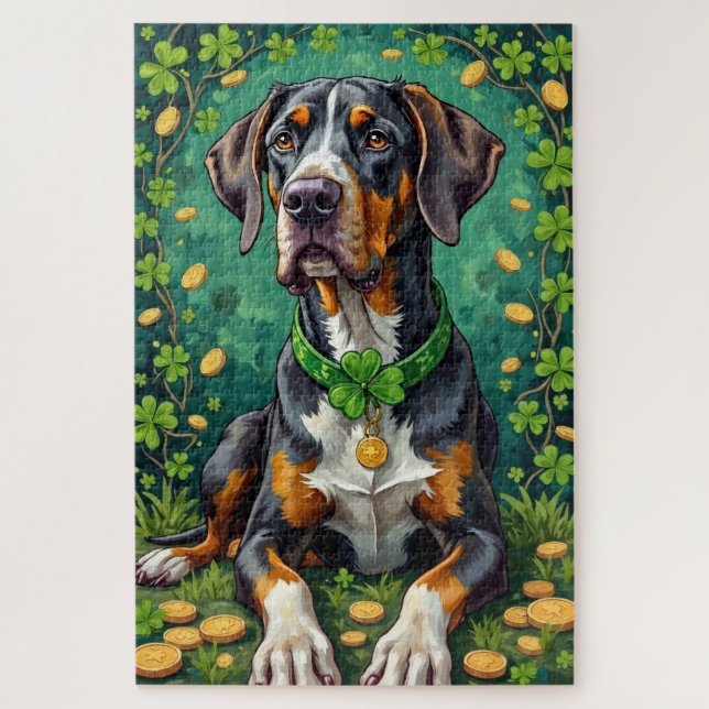 Great Dane St Patrick’s Day Glückshund Puzzle (Vertikal)