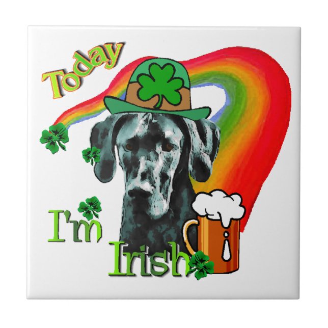 Great Dane St Patricks Day Fliese (Vorderseite)