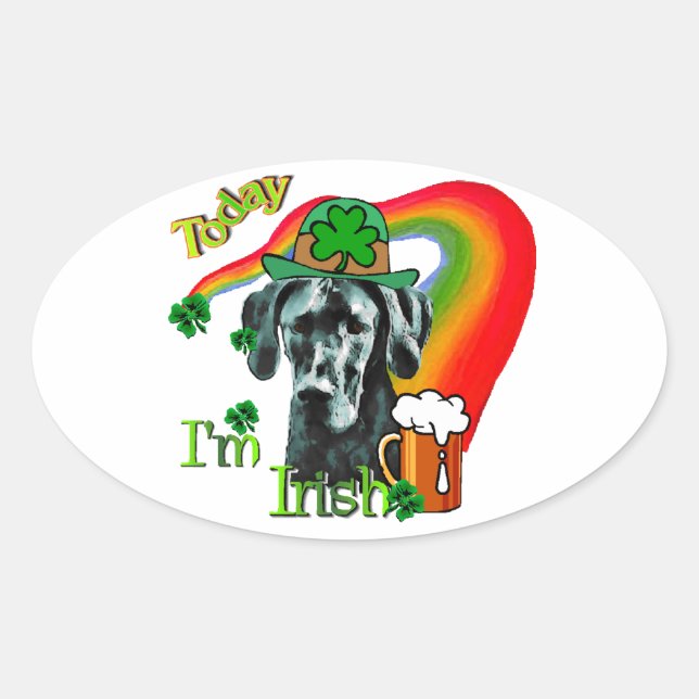 Great Dane St Patricks Day Ovaler Aufkleber (Vorderseite)