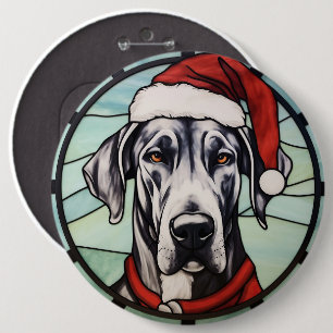 Great Dane Stared Glass Weihnachten Button