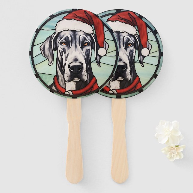 Great Dane Stared Glass Weihnachten Fächer (Vorne und Hinten)