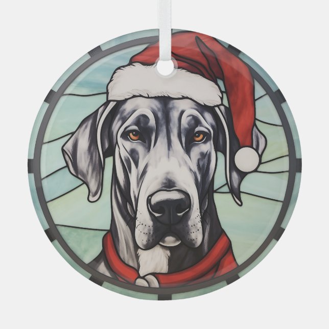 Great Dane Stared Glass Weihnachten Ornament Aus Glas (Vorderseite)