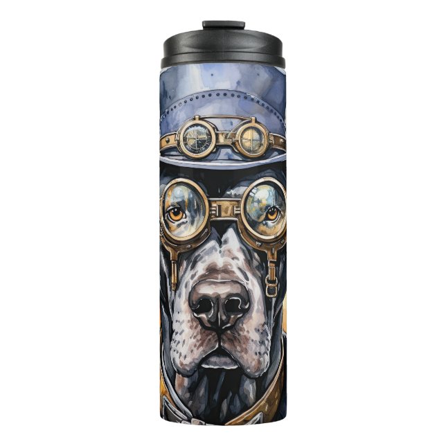 Great Dane Steampunk-Hund Thermosbecher (Vorderseite)