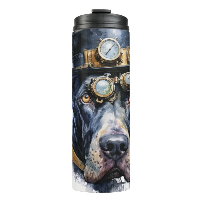 Great Dane Steampunk-Hund Thermosbecher (Vorderseite)