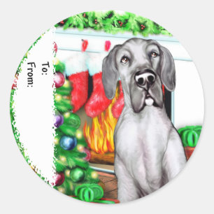Great Dane Strumpfs Black UC Gift Tags Runder Aufkleber
