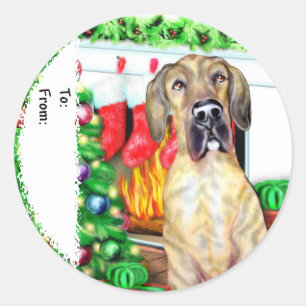 Great Dane Strumpfs Brindle UC Gift Tags Runder Aufkleber