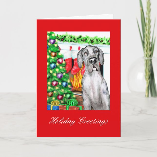Great Dane Strumpfs Merle UC Feiertagskarte (Vorderseite)