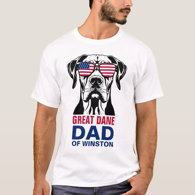 Great Dane Vater 4. Juli Amerikanische Flagge T-Shirt (Vorderseite)